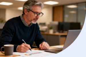 Publisher reviewing ad revenue analytics